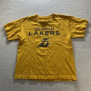 Los Angeles Lakers Youth T Shirt NBA Gold Cotton Size L 14/16 LeBron James 23